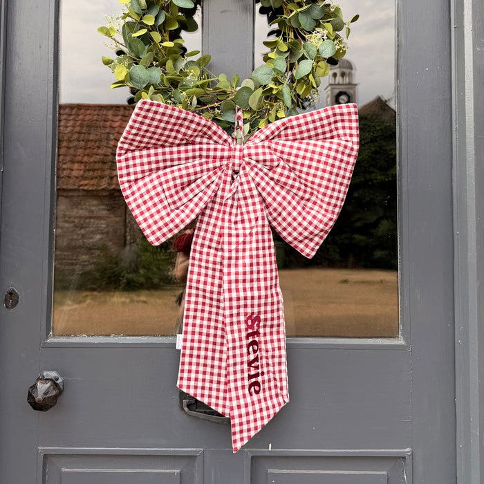 Mabel & Fox - Personalised Gingham Bow - Red