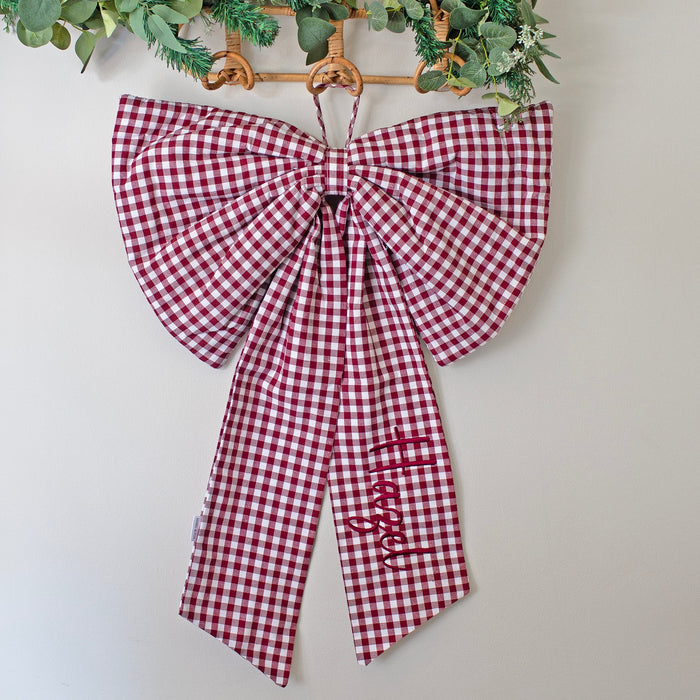 Mabel & Fox - Personalised Gingham Bow - Red