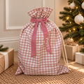 Mabel & Fox - Personalised Pink Gingham Gift Sack - Velvet Bow