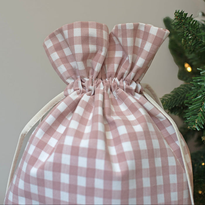 Mabel & Fox - Personalised Pink Gingham Mini Gift Sack - Embroidered