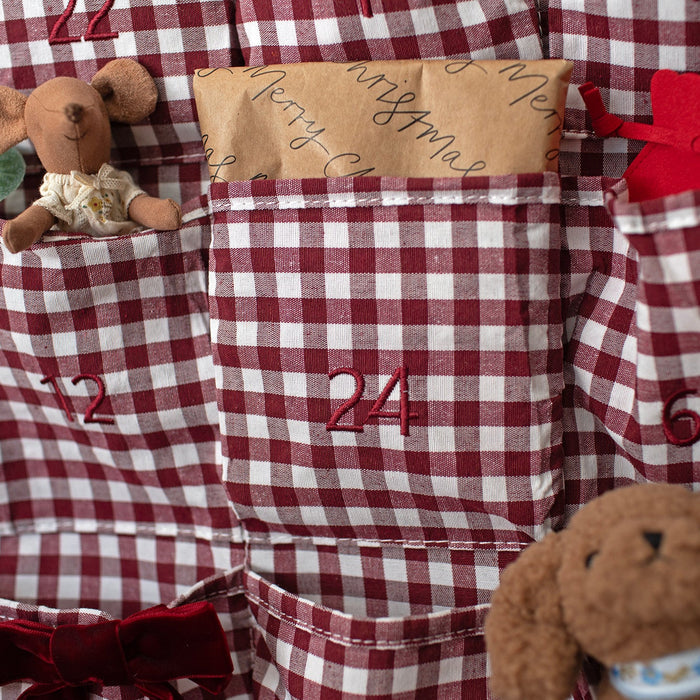 Mabel & Fox - Personalised Red Gingham Advent Calendar - Velvet Bow