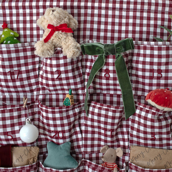 Mabel & Fox - Personalised Red Gingham Advent Calendar - Velvet Bow