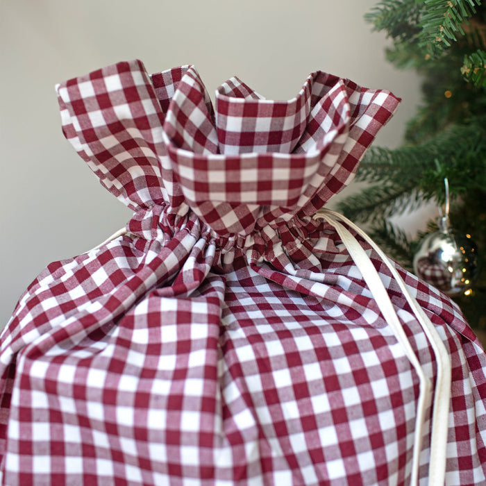 Mabel & Fox - Personalised Red Gingham Gift Sack - Velvet Bow