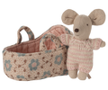 Maileg - Baby Mouse in Carry Cot - Rose
