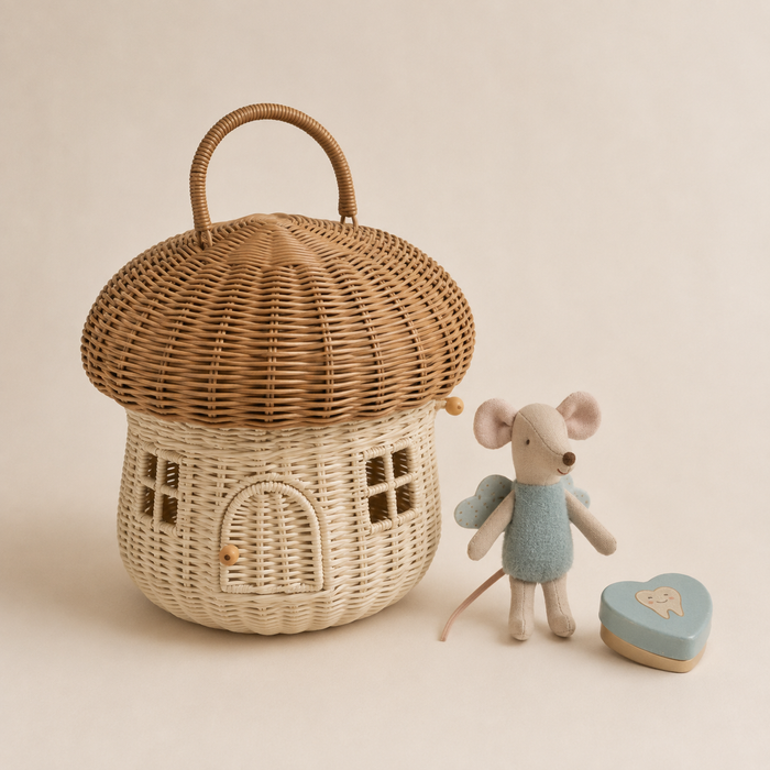 Maileg Fairy Mouse Mint,Tooth Box & Mushroom House Bundle