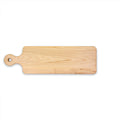 The Maple Wood Bread Board by Maple, measuring 20" x 6", features rounded edges and a handle with a circular hole, shown on a white background.