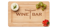 The Maple Wood Cheeseboard | Wine Bar | 13 x 8" by Maple features an engraved "WINE BAR" and corkscrew—ideal for serving cheese, grapes, strawberries, and herbs for a sophisticated charcuterie display.
