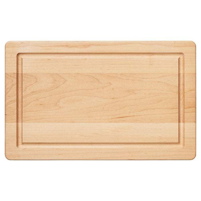 The Maple Wood Cutting + Cheeseboard by Maple is a rectangular 18 x 12" hard rock maple board with a light natural finish and edge groove, perfect as a charcuterie board, shown blank with no engraving against a white background.