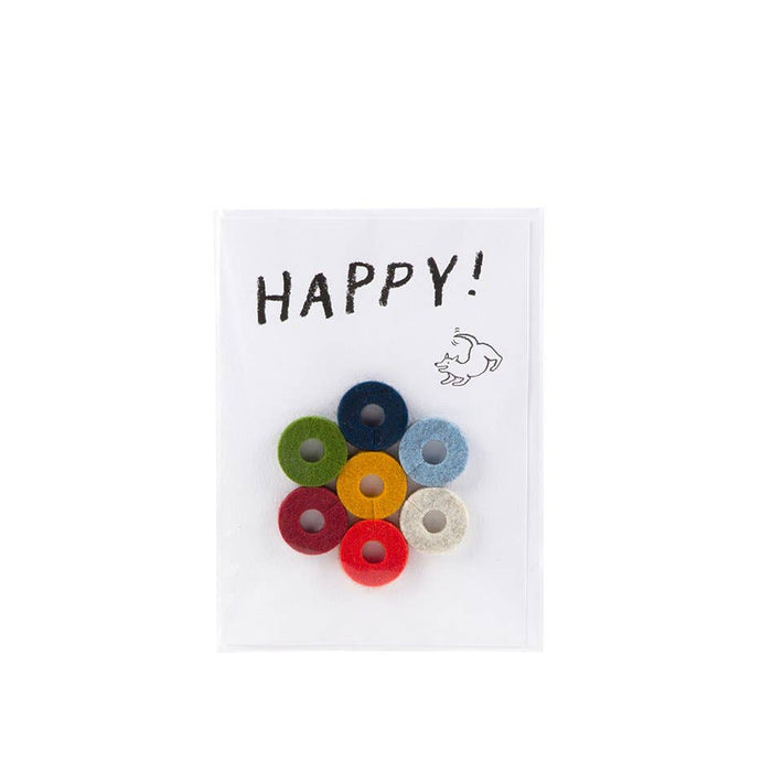 Merino Wool Felt Wine Marker "Happy!" Note Card