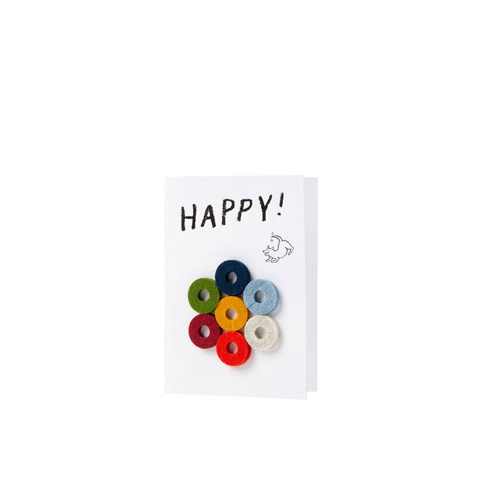 Merino Wool Felt Wine Marker "Happy!" Note Card