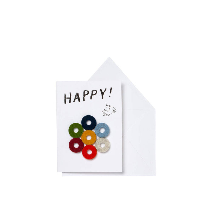 Merino Wool Felt Wine Marker "Happy!" Note Card