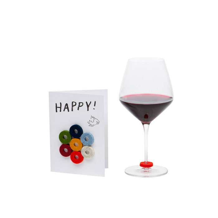 Merino Wool Felt Wine Marker "Happy!" Note Card