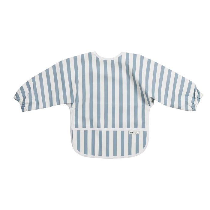 Meyco - Long Sleeved Bib - Fat Stripe Jeans Blue - Mabel & Fox