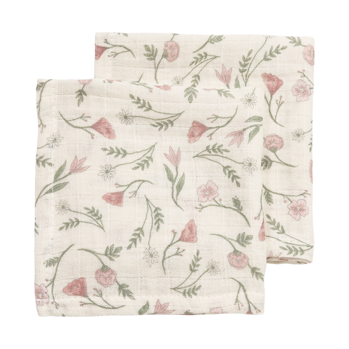 Meyco - Muslin Cloths - Flower Multicolour (2 Pack) 30x30cm - Mabel & Fox