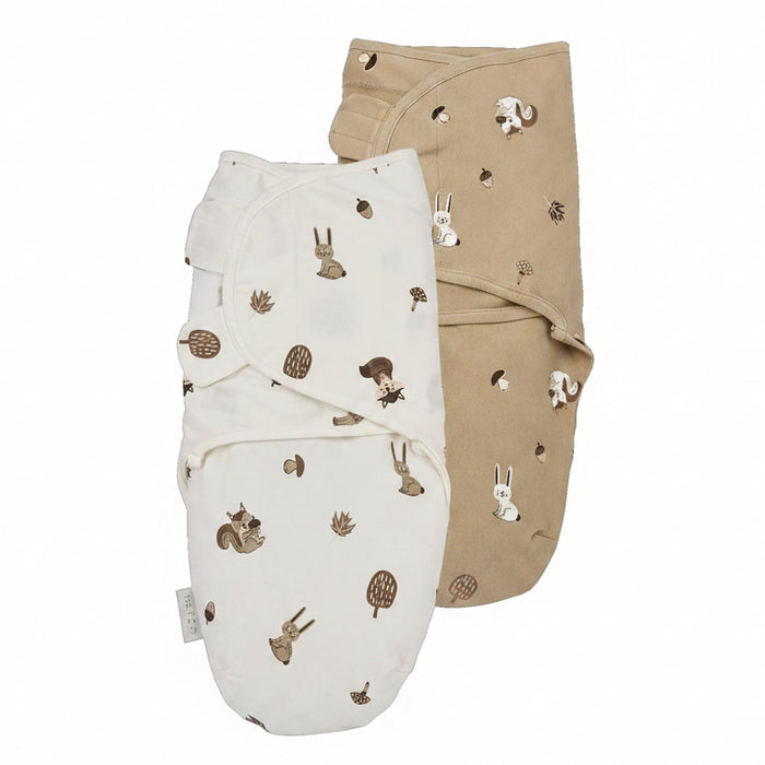 Meyco - Swaddle Wrap - Forest Animals (0-3m) (2 Pack) - Mabel & Fox