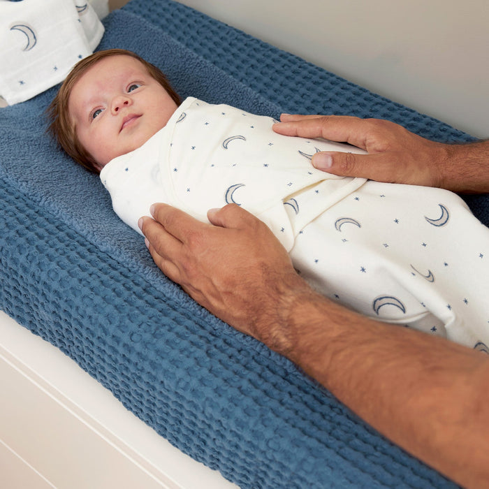 Meyco - Swaddle Wrap - Moon Indigo (0-3) - Mabel & Fox