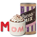 The Mom Mug + Cocoa Gift Set by Sophistiplate LLC features a charming mug and Bang Candy Company Cocoa Mix—an ideal hot cocoa gift set and a delightful present for Mom.