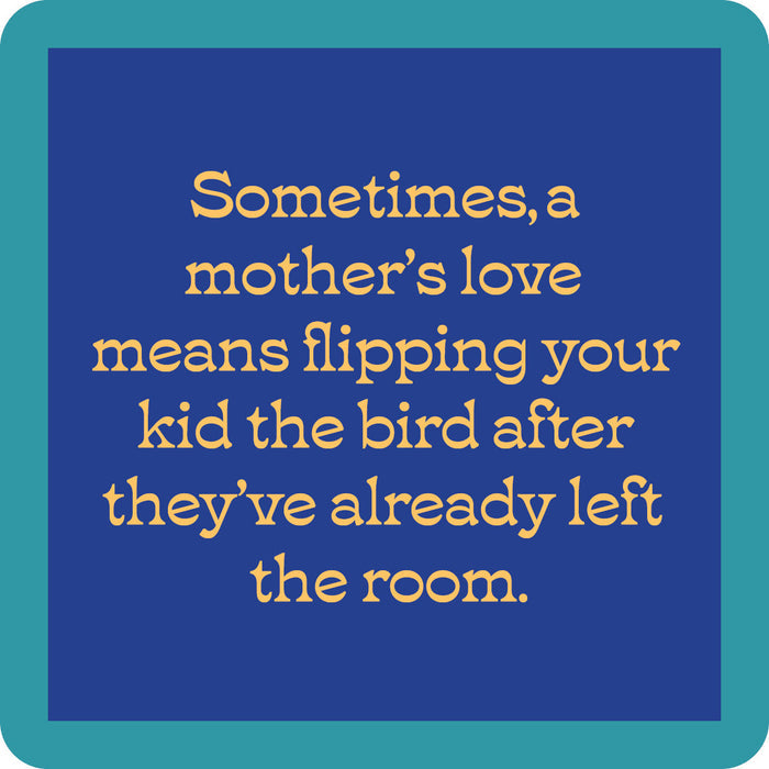 A blue square with a teal border displays the text: Cheers to Mom Gift Set 2 by Sophistiplate LLC—an ideal choice for funny mom gifts or a unique Mother’s Day present.