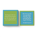 The Mr. Rogers Napkin by Drinks On Me features a humorous quote: "Mr. Rogers did not adequately prepare me for the people in my neighborhood." Perfect for parties and laughs with your guests!.