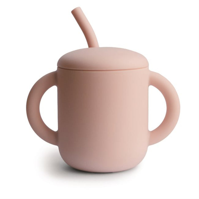 Mushie – Silicone Training Cup & Straw – Blush - Mabel & Fox