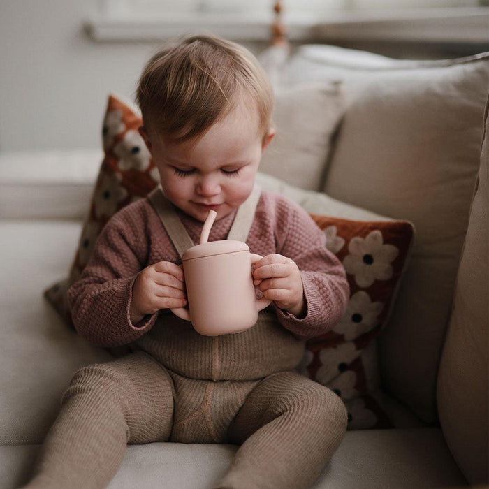 Mushie – Silicone Training Cup & Straw – Blush - Mabel & Fox