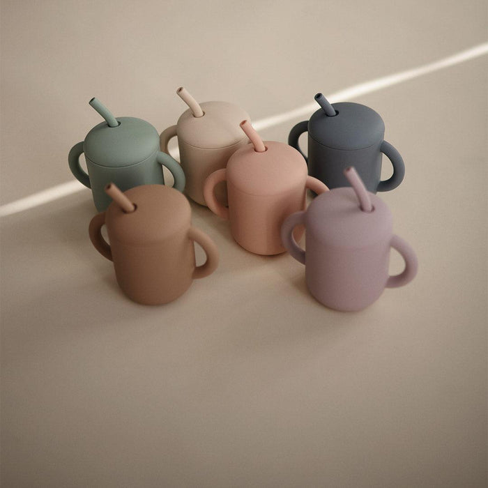 Mushie – Silicone Training Cup & Straw – Blush - Mabel & Fox