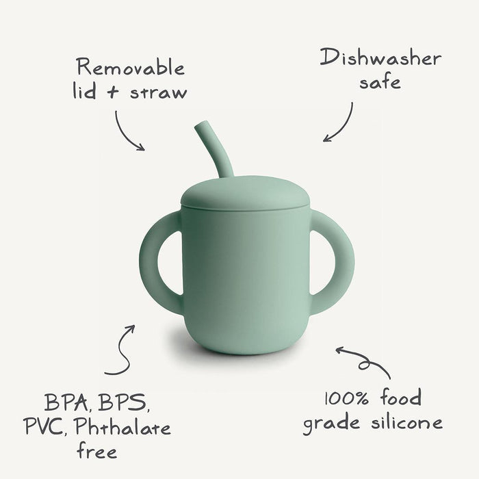 Mushie – Silicone Training Cup & Straw – Blush - Mabel & Fox