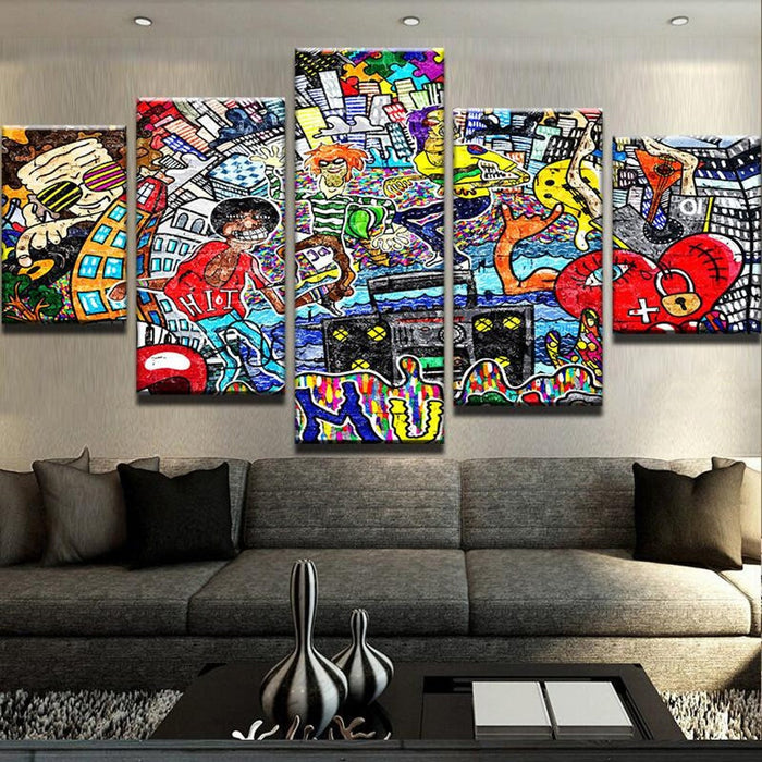 Music Love Graffiti Wall Art Canvas Printing Decor - BlueArtDecor