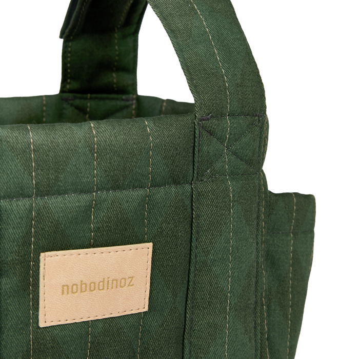 Nobodinoz – Hyde Park Stroller Organiser – Forest Green Diamonds - Mabel & Fox