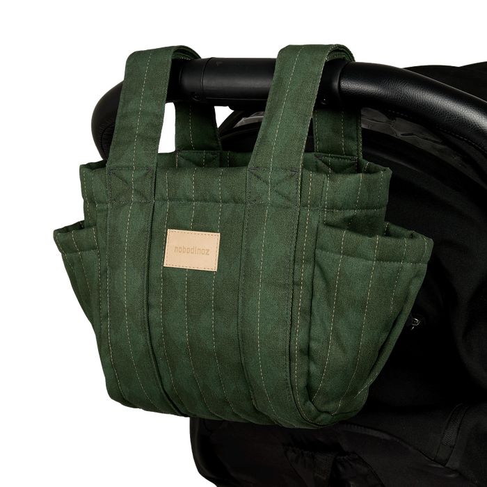 Nobodinoz – Hyde Park Stroller Organiser – Forest Green Diamonds - Mabel & Fox