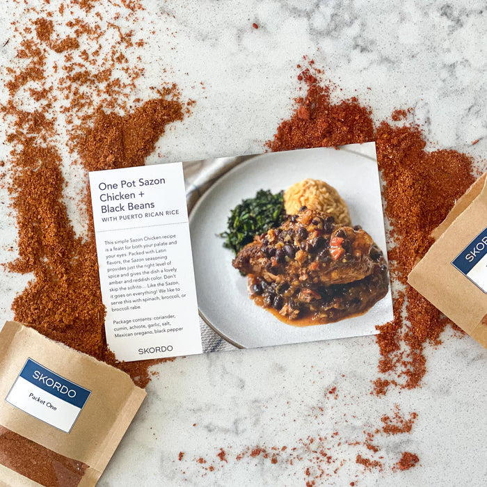 One Pot Sazon Chicken and Black Beans with Puerto Rican Rice Recipe Kit