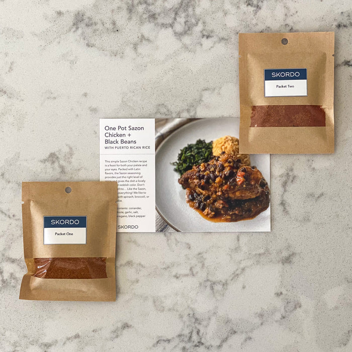 One Pot Sazon Chicken and Black Beans with Puerto Rican Rice Recipe Kit