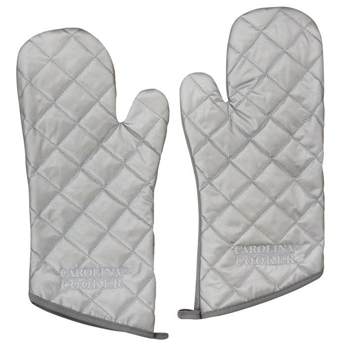 OVEN MITTS PAIR GRAY W/ LOGO