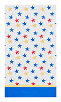 Sophistiplate's Party in the USA Guest Towels (20pk) feature a white background with red, blue, and gold stars plus festive blue and gold borders—ideal party napkins for patriotic events or USA-themed celebrations.