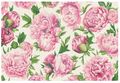 Inspired by Hester & Cook's Peonies in Bloom Placemat - Pad of 18 Sheets, this seamless pattern features large pink peonies and green leaves on a light cream background, adding elegance and vibrancy to any tablescape.