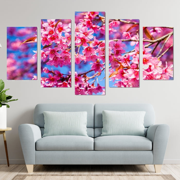 Pink Cherry Blossom Wall Art Frame Canvas Printing Decor - BlueArtDecor
