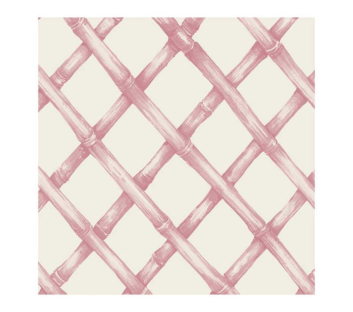 The Hester & Cook Pink Lattice Cocktail Napkin (pack of 20) features a pink bamboo lattice pattern on cream with hand-painted brushstroke details—ideal for an elegant cocktail hour.