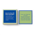 Two napkins from the Cheers to Mom Gift Set 2 by Sophistiplate LLC are shown—one lists five funny ways to annoy your teen, the other features a humorous quote about distraction, making this a perfect Mother's Day or funny mom gift!.