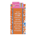 The PMS Towel by Drinks On Me is a funny, colorful dish towel with an orange, blue, and white pattern. It features the sarcastic saying: "I’ve got PMS, OCD and ADD. I want to cry and look pretty while I kill everyone—but I can’t focus on that right now; I'm cleaning.
