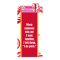 The Porn Dish Towel by Drinks On Me is a red kitchen towel with white and yellow borders, featuring the text: "When someone tells me I look familiar, I tell them, I do porn." A playful novelty housewarming gift.