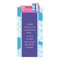 The Professional Help Dish Towel by Drinks On Me is a blue and white cotton kitchen towel reading: "I think I may need professional help... A chef, a butler and a maid should be enough." A witty, charming gift for any kitchen.