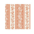 Pumpkin Burleigh Stripe Cocktail Napkins by Hester & Cook feature vertical orange and beige stripes with detailed floral accents—ideal for adding a refined, cohesive touch to any setting. Pack includes 20 napkins.
