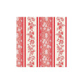 The Red Burleigh Stripe Cocktail Napkins by Hester & Cook feature a vintage-inspired square design with vertical red and cream stripes, alternating floral and solid bands, perfect for elegant gatherings. Pack of 20.