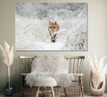 Red Fox in Snow Forest Wall Art Decor Frame Canvas Printing-1Panel