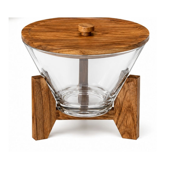 Serving Bowl with Wooden Lid & Stand
