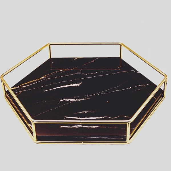Serving Tray - Hexagon Marble Look 20cm