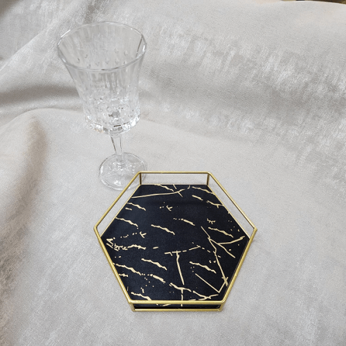 Serving Tray - Hexagon Marble Look 20cm