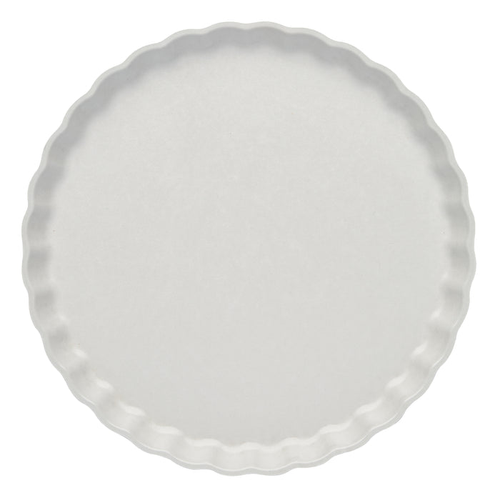 A round, concrete-colored Simply Eco Salad Plate by Sophistiplate, made of bamboo fiber with a scalloped edge, photographed from above on a plain background. Sold in packs of 8—ideal for eco-friendly tableware needs.