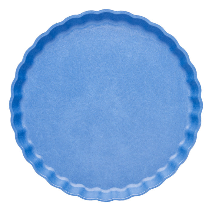 The Sophistiplate Simply Eco Salad Plate in French Blue is a round, flat tray with scalloped edges, made from eco-friendly materials and shown from above on a white background. Comes in a pack of 8.