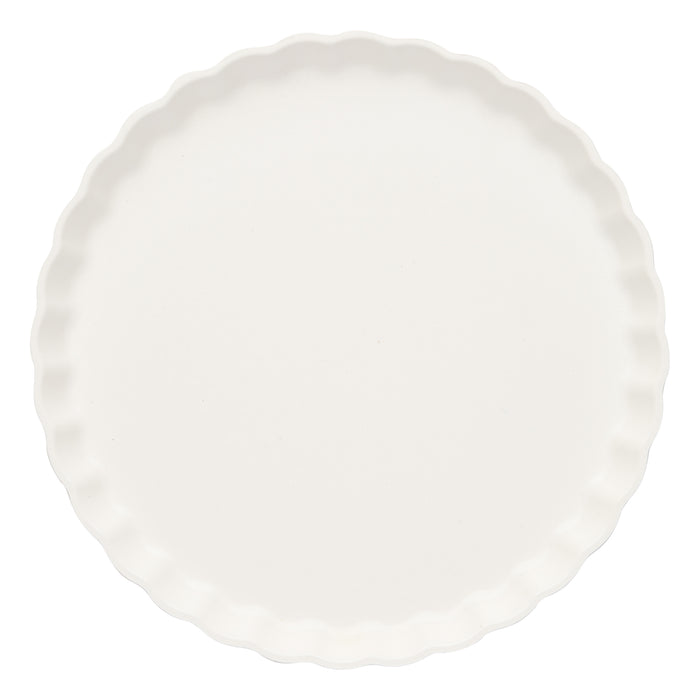 The Sophistiplate Simply Eco Salad Plate- White/8pkg features a plain, round white design with a scalloped edge—an elegant, eco-friendly choice for your table—shown from above on a white background.